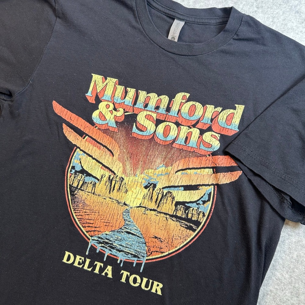 Mumford & Sons Delta Tour T-Shirt Black Graphic Concert Tee World Tour Dates S